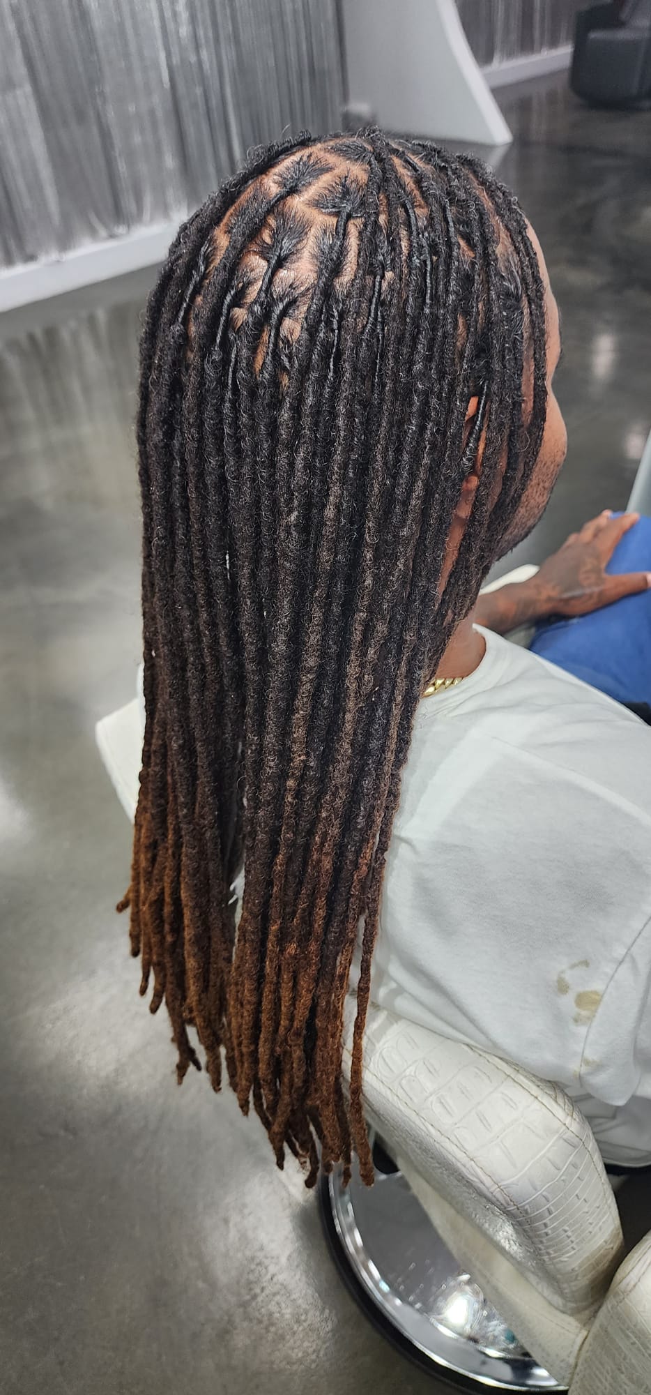 Modern salon interior with marble tiles